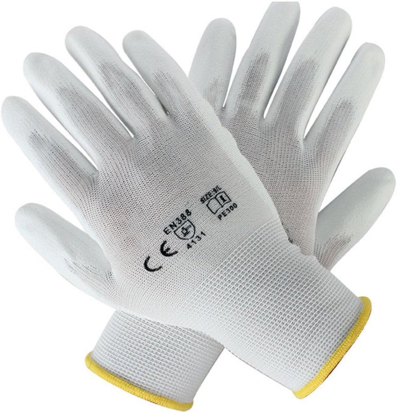 Gants en nylon avec revêtement PU ⎥ gris, blanc, noir