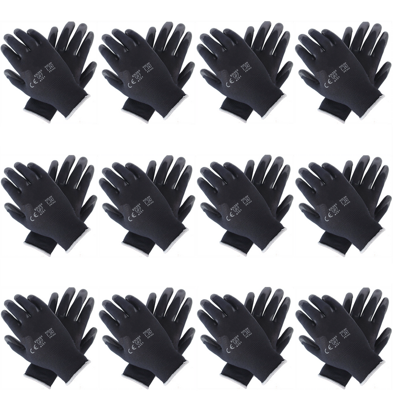 Gants en nylon avec revêtement PU ⎥ gris, blanc, noir