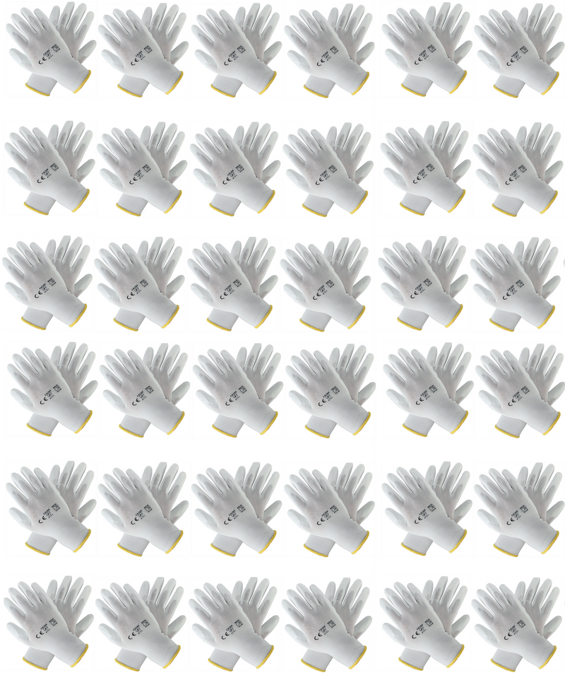 Gants en nylon avec revêtement PU ⎥ gris, blanc, noir