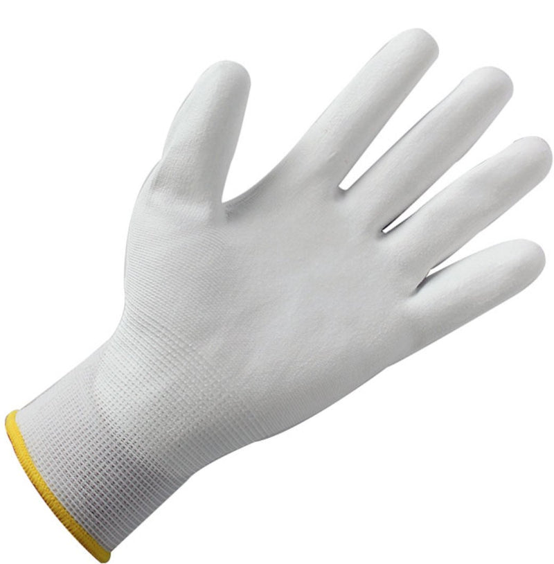 Gants blancs polyuréthane, Couleur blanche, 12 paires